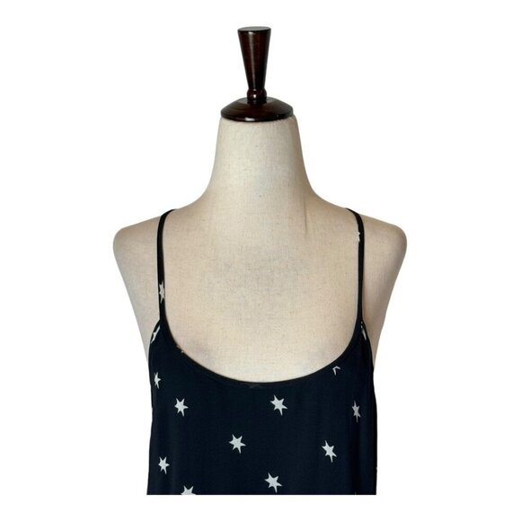 Re/Done Dress Women Large Black Silk Star Print Criss Cross‎ Back The 80s Mini - Picture 4 of 12